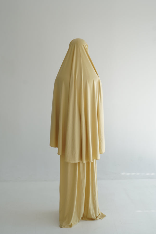 Premium Jersey Khimar Set - Bright Yellow