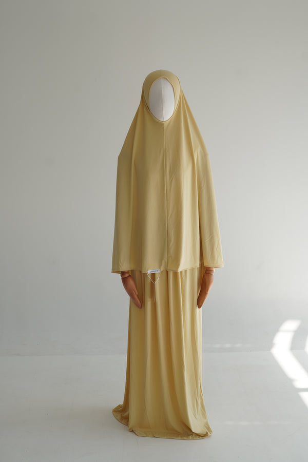 Premium Jersey Khimar Set - Bright Yellow